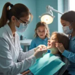 dentist providing routine dental care for patients of all ages